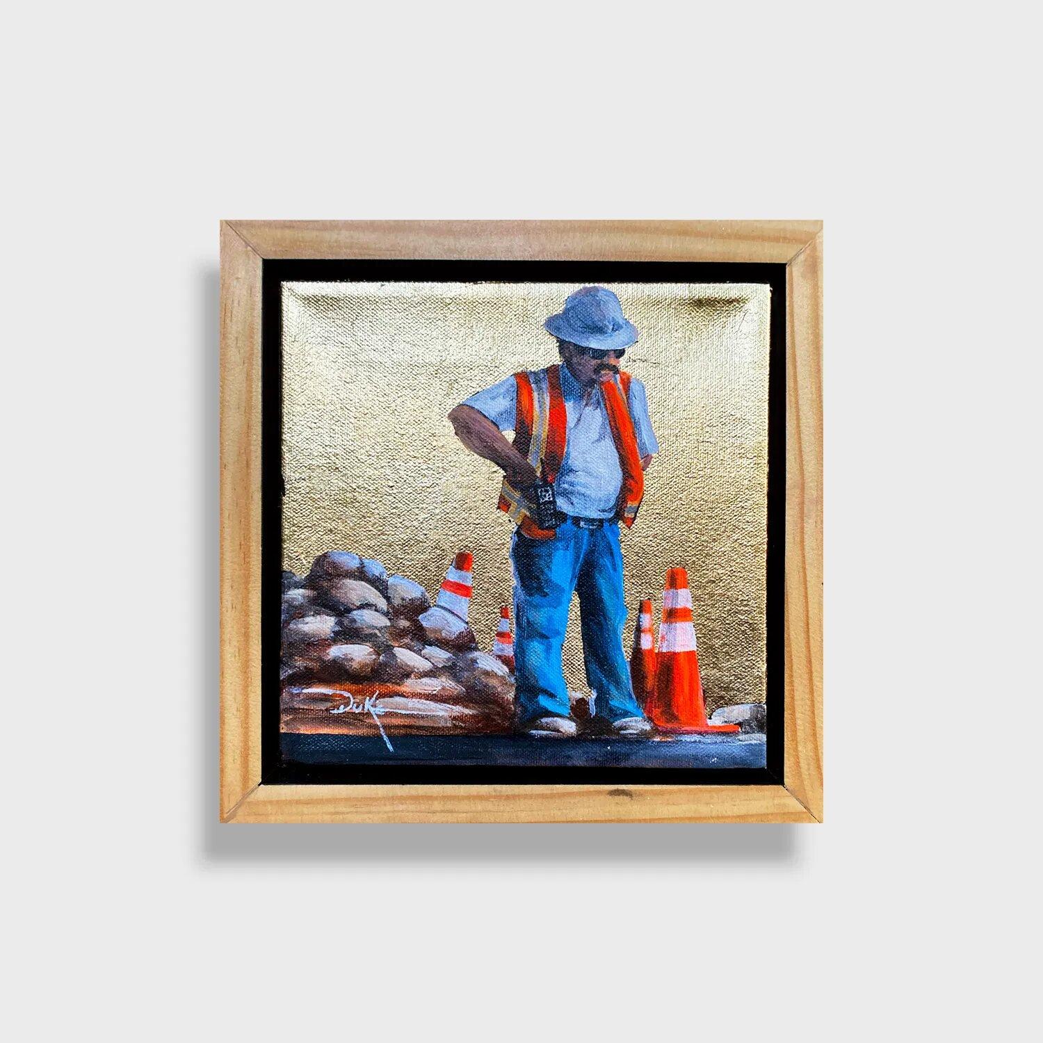 Impressionistisches figuratives Acrylgemälde des Impressionismus, „Die Super“ – Painting von Duke Windsor