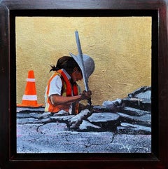 Impressionistisches figuratives Gemälde, „Konzentration“