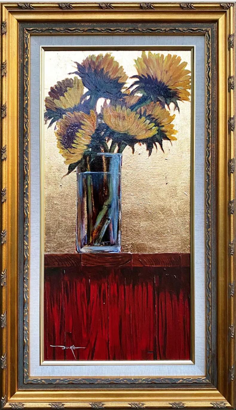 Impressionist Style Still Life Acrylic Painting, "Sunflowers I"