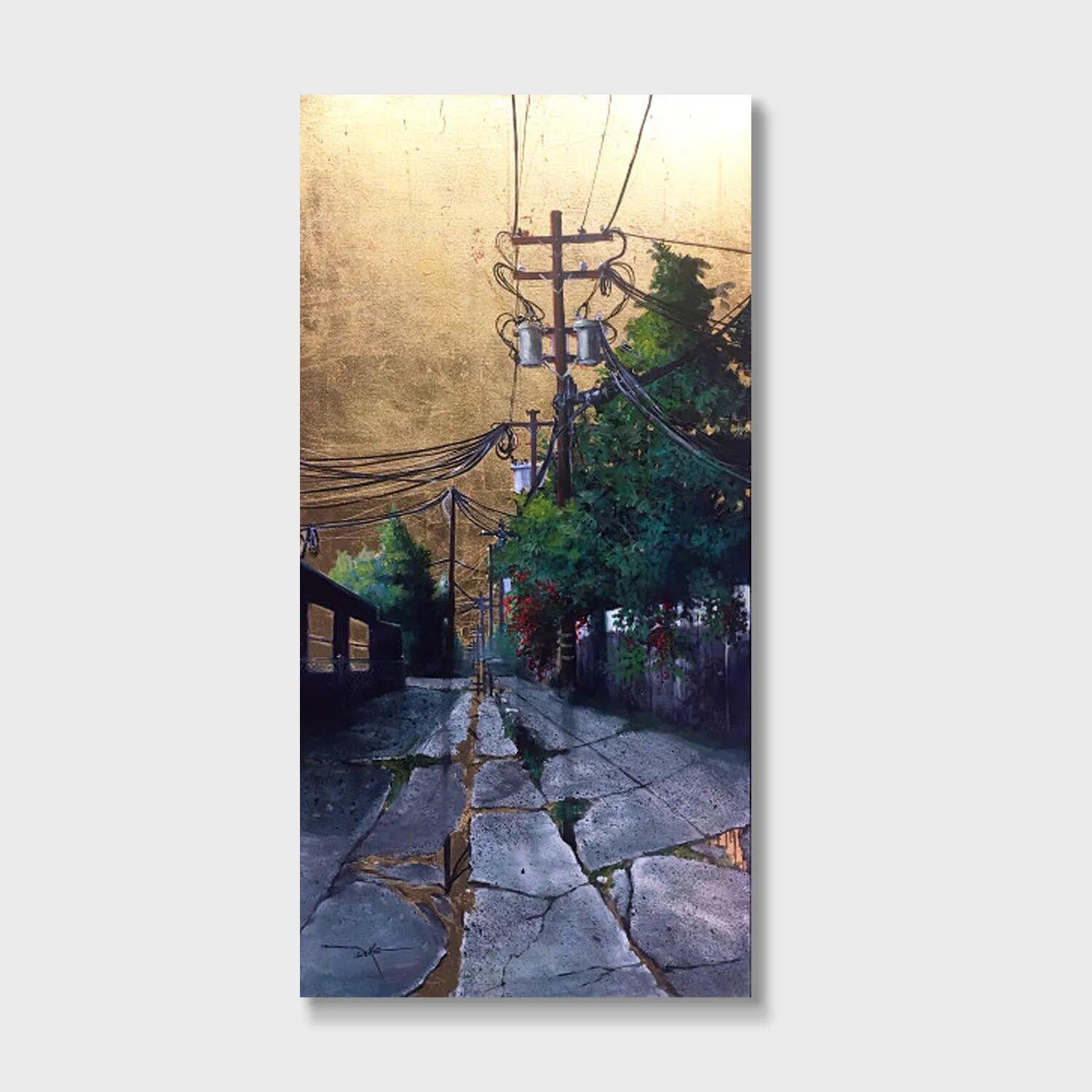 Impressionistic Cityscape Acrylic Painting, 