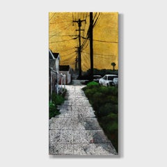 Impressionistic Cityscape Acrylic Painting, "Golden Skies No. 4"