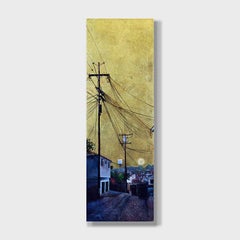 Impressionistic Cityscape Acrylic Painting, "Golden Skies No. 8"