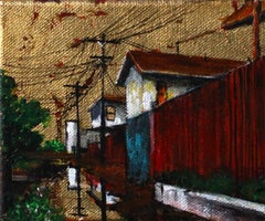 Peinture acrylique impressionniste - Paysage urbain, Golden Skies n° 99