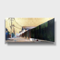 Impressionistic Cityscape Acrylic Painting, "The Green Fence"