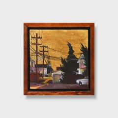 Impressionistic Cityscape Painting, "Nocturnal Alley's Glow"