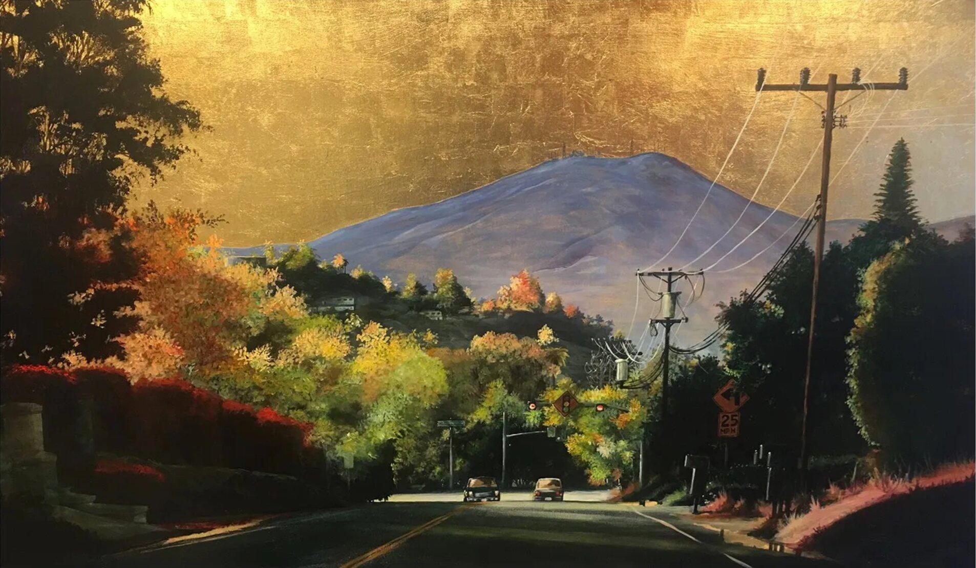 Landscape Painting Duke Windsor - Peinture de paysage urbain impressionniste, Mt. San Miguel