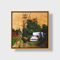 Realist Cityscape Mixed-Media Painting, "Dallas and Jackson No. 3"