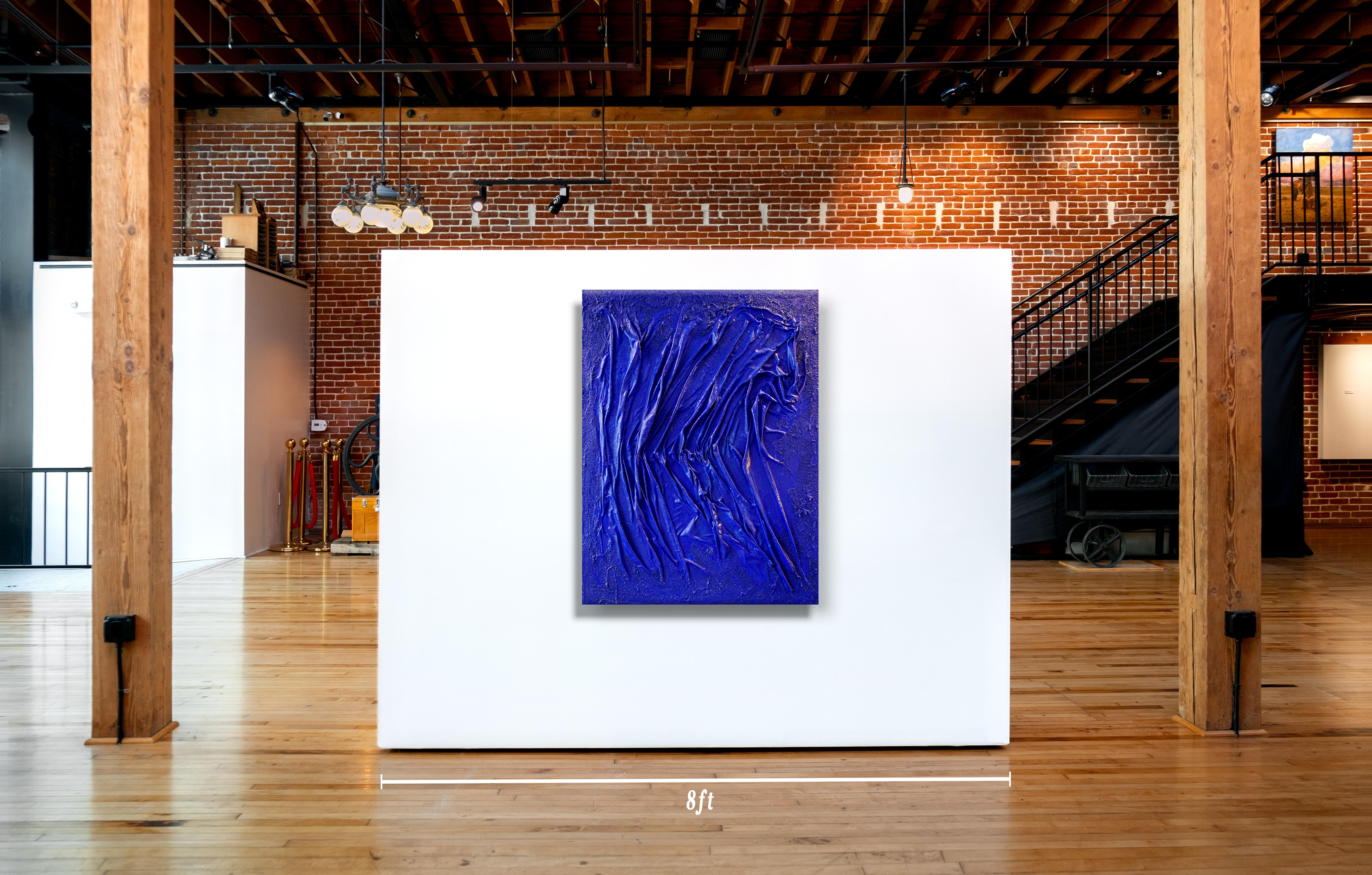 Peinture abstraite technique mixte, « Blue No. 19 - Morning Torment » (trombone du matin) - Abstrait Painting par Duke Windsor 