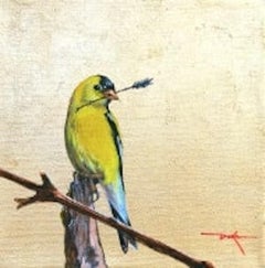 Impressionist Bird Painting, "American Goldfinch"