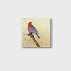 Impressionist Bird Painting, "Purple Goldfinch"