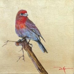 Impressionist Bird Painting, "Purple Goldfinch"