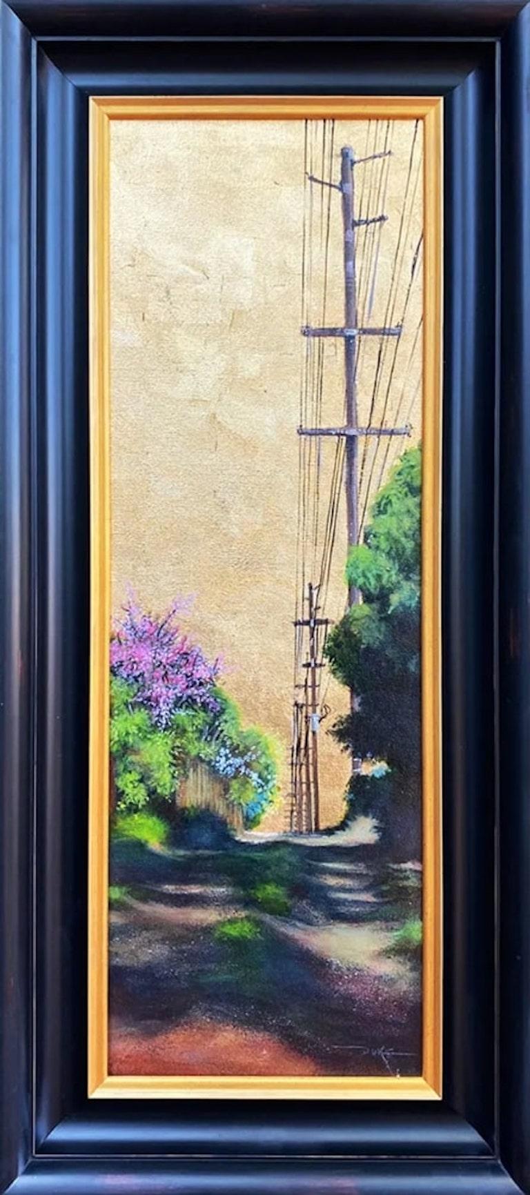 Landscape Painting Duke Windsor  - Paysage urbain impressionniste, ""Bougainvilliers roses"".