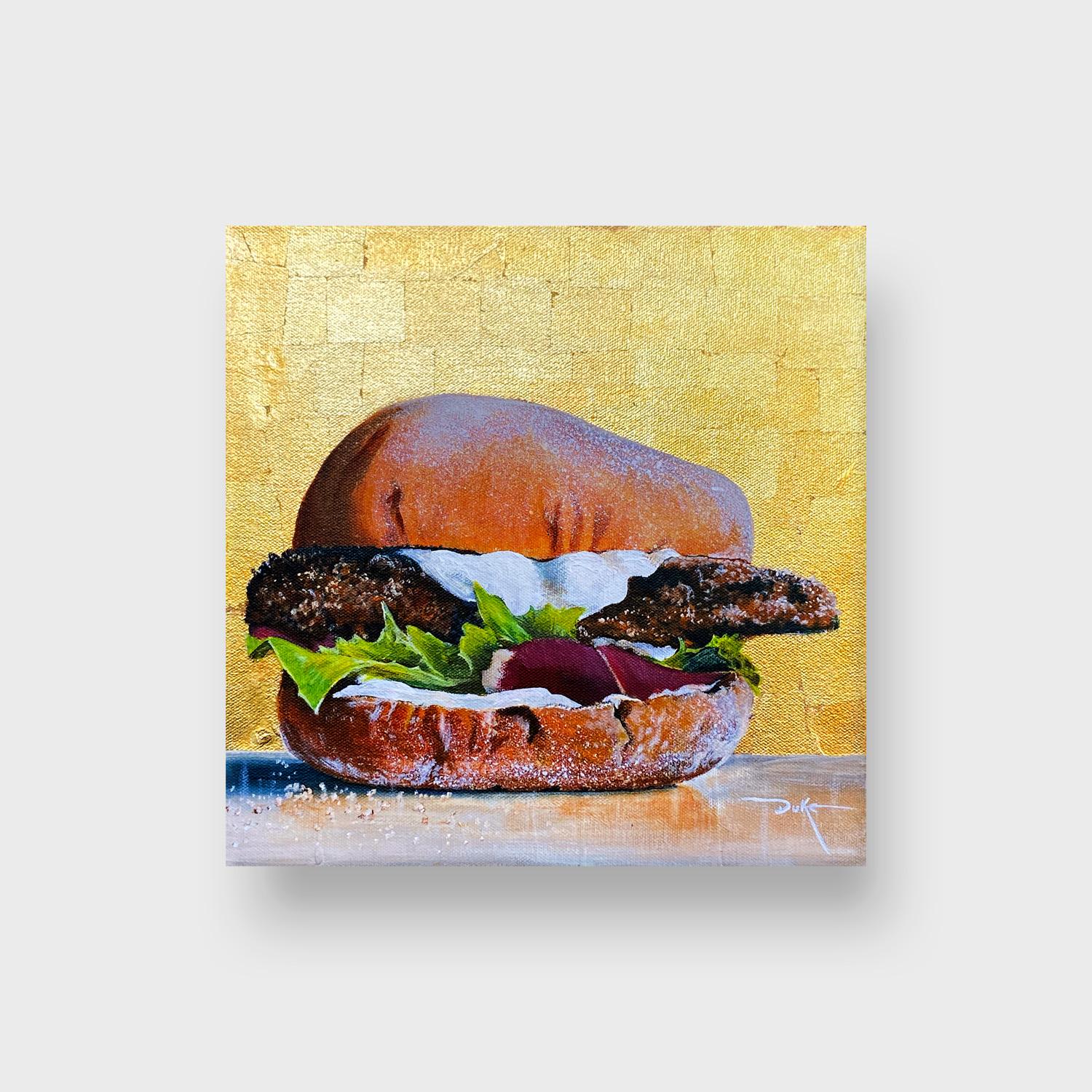 Nature morte impressionniste, « The Ideal Burger II » (la Burger idéale) - Or Still-Life Painting par Duke Windsor 