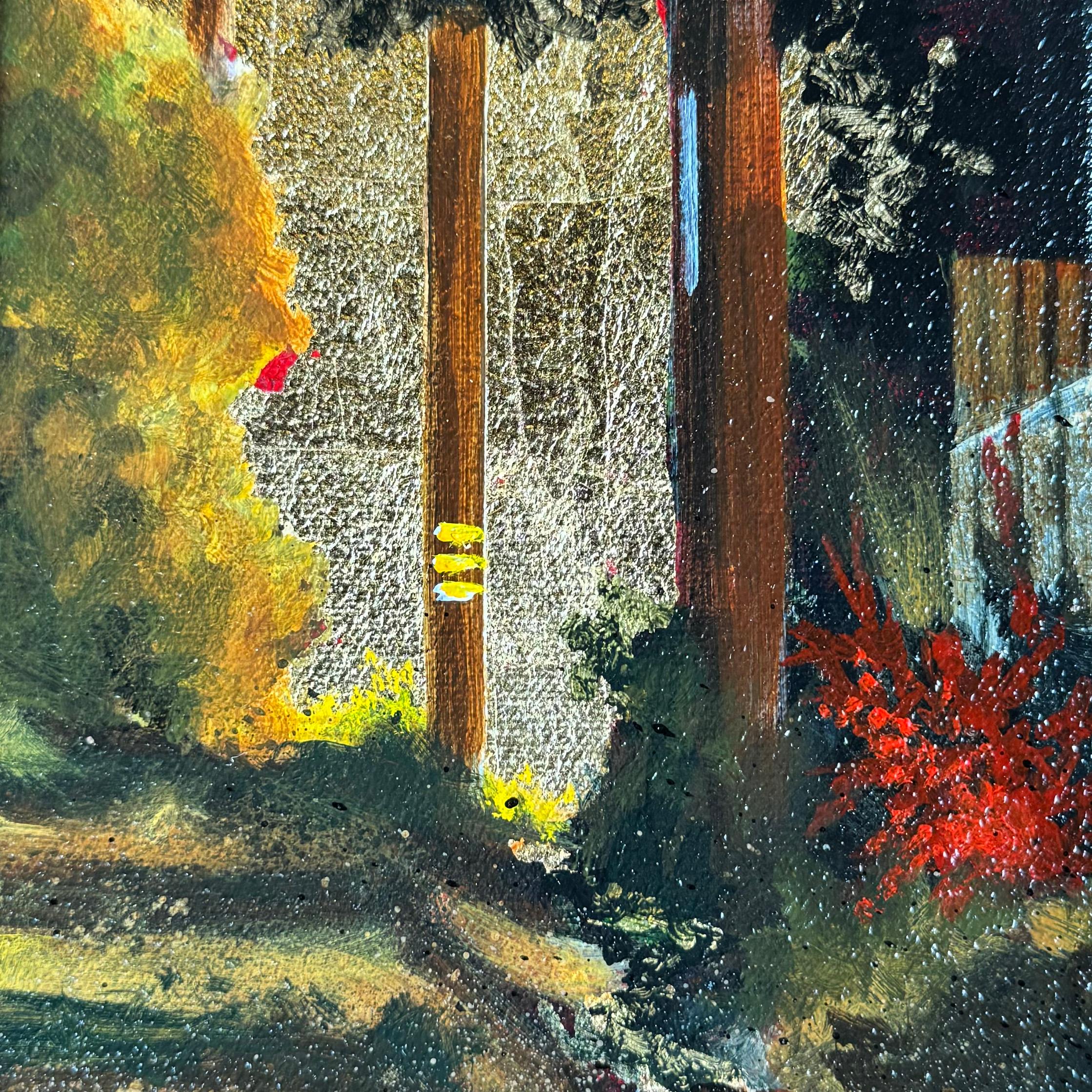 Pintura acrílica impresionista de paisaje urbano, 