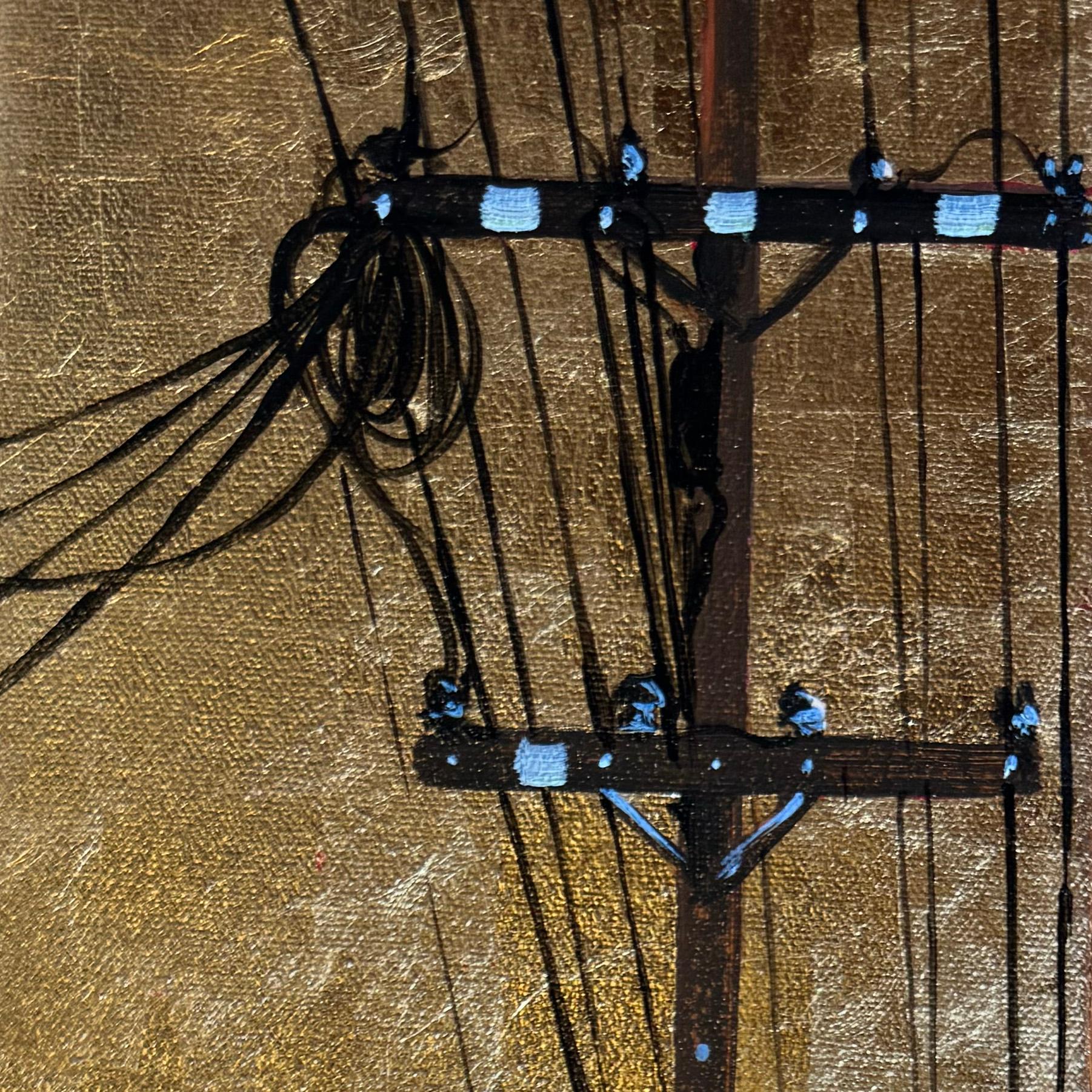 Pittura acrilica impressionistica di un paesaggio urbano, 