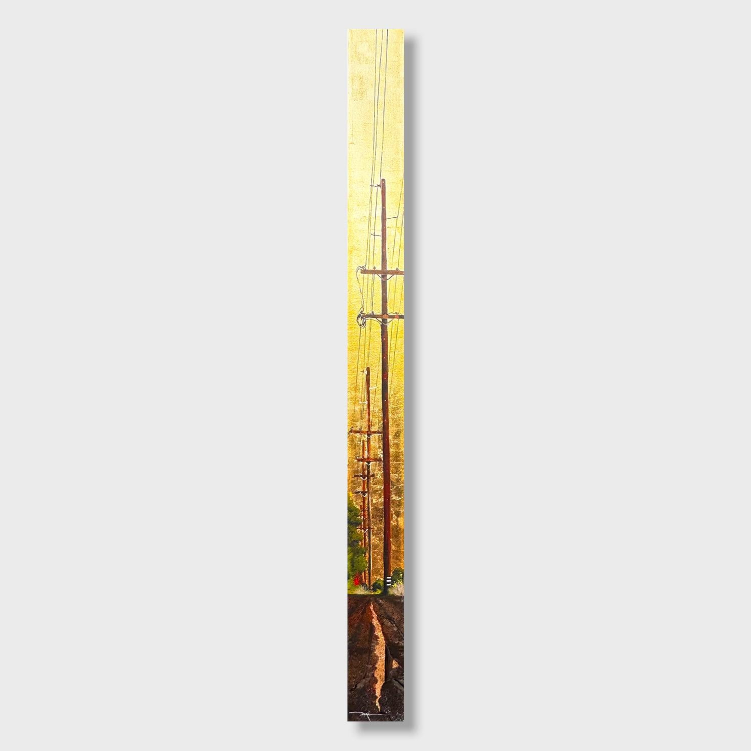 Abstract Painting di Duke Windsor  - Pittura acrilica impressionista di paesaggio urbano, "Alley Totem No.7"