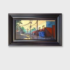 Impressionistic Cityscape Acrylic Painting, "Golden Skies No. 35"