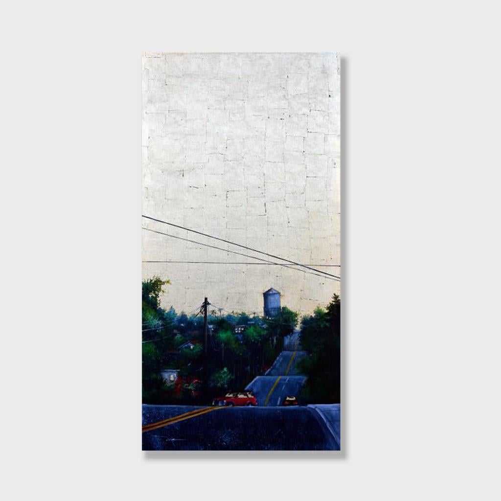 Impressionistisches Stadtbild, Acrylgemälde, „Howard Avenue (North Park Tower)“ – Painting von Duke Windsor 