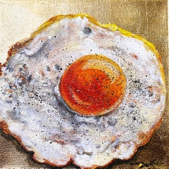 Small Gold Leaf Realistic Painting, "Sunny Side No. 6" 2023