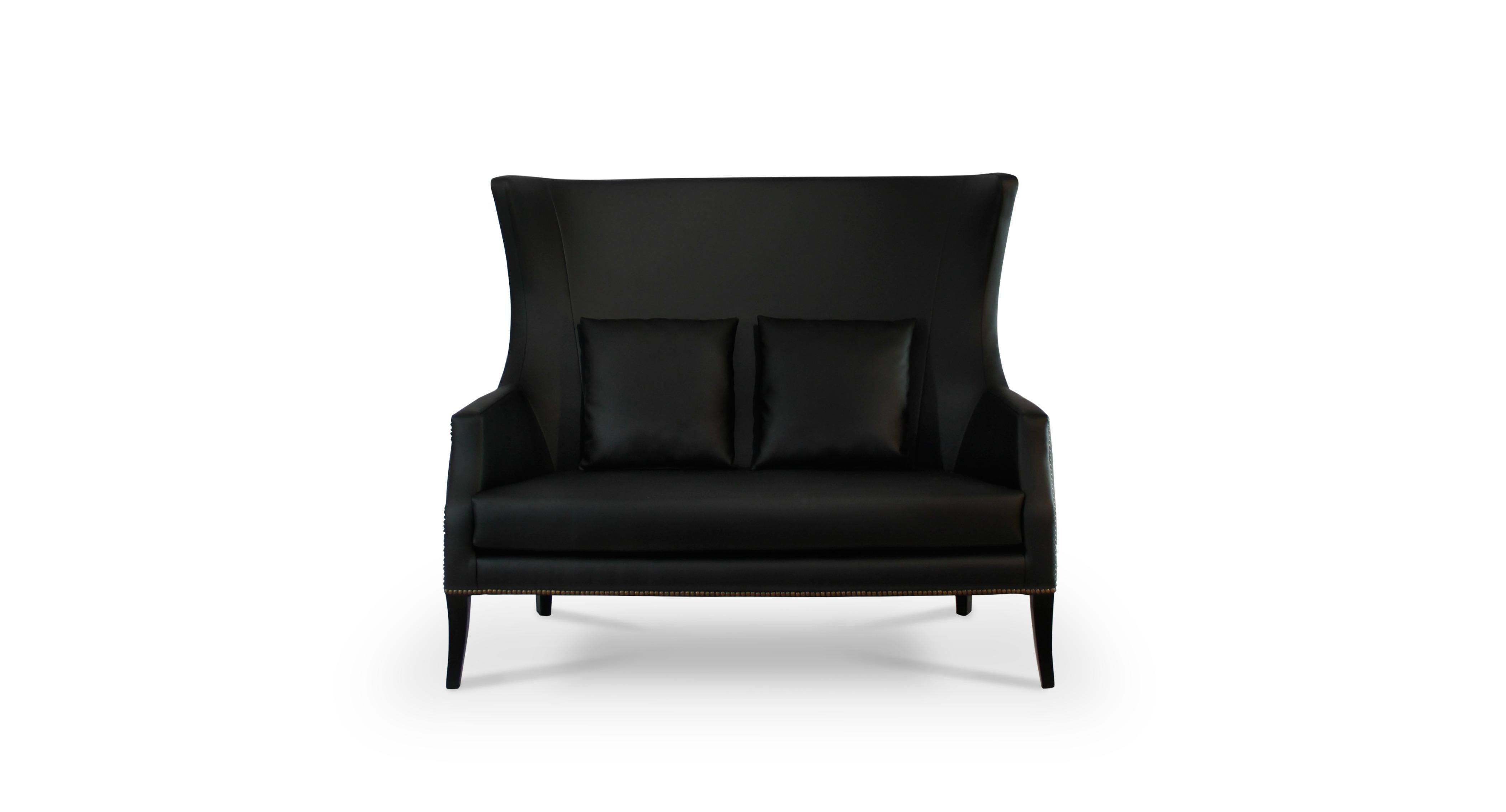 Contemporary Dukono Sofa in Faux Leather with Metal Detail by Brabbu For Sale