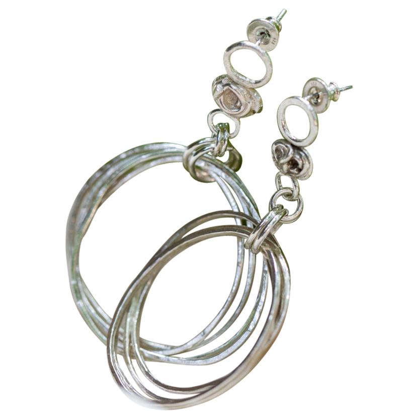 Robin Erfe Dulce Fragmentos Hoops in Sterling and Argentium Silver For Sale