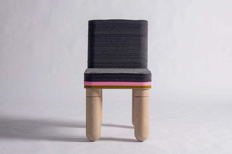 Canadian Dulces, Felt and Wood Dine Chair, Laura Kirar in Stackabl, Canada, 2021 For Sale