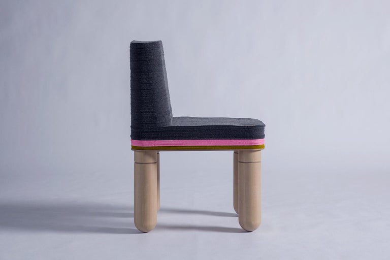 Contemporary Dulces, Felt and Wood Dine Chair, Laura Kirar in Stackabl, Canada, 2021 For Sale