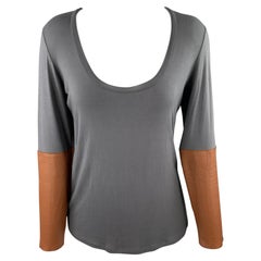 DULKINYS DAVIS Size M Grey Heather Color Block Jersey Scoop Neck Pullover