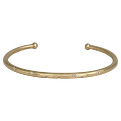“Dulong” Modern 18 Karat Yellow Gold 0.10 Carat Diamond Cuff Bracelet