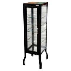 Dulton Vintage Metall und Glas Medizinischer Zahnarzt-Schrank mit Schrankreibtischregal mit Schloss und Schlüssel