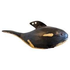 Used Duluth Fish Decoy American Folk Art Carved Painted Orca Killer Whale Sculpture