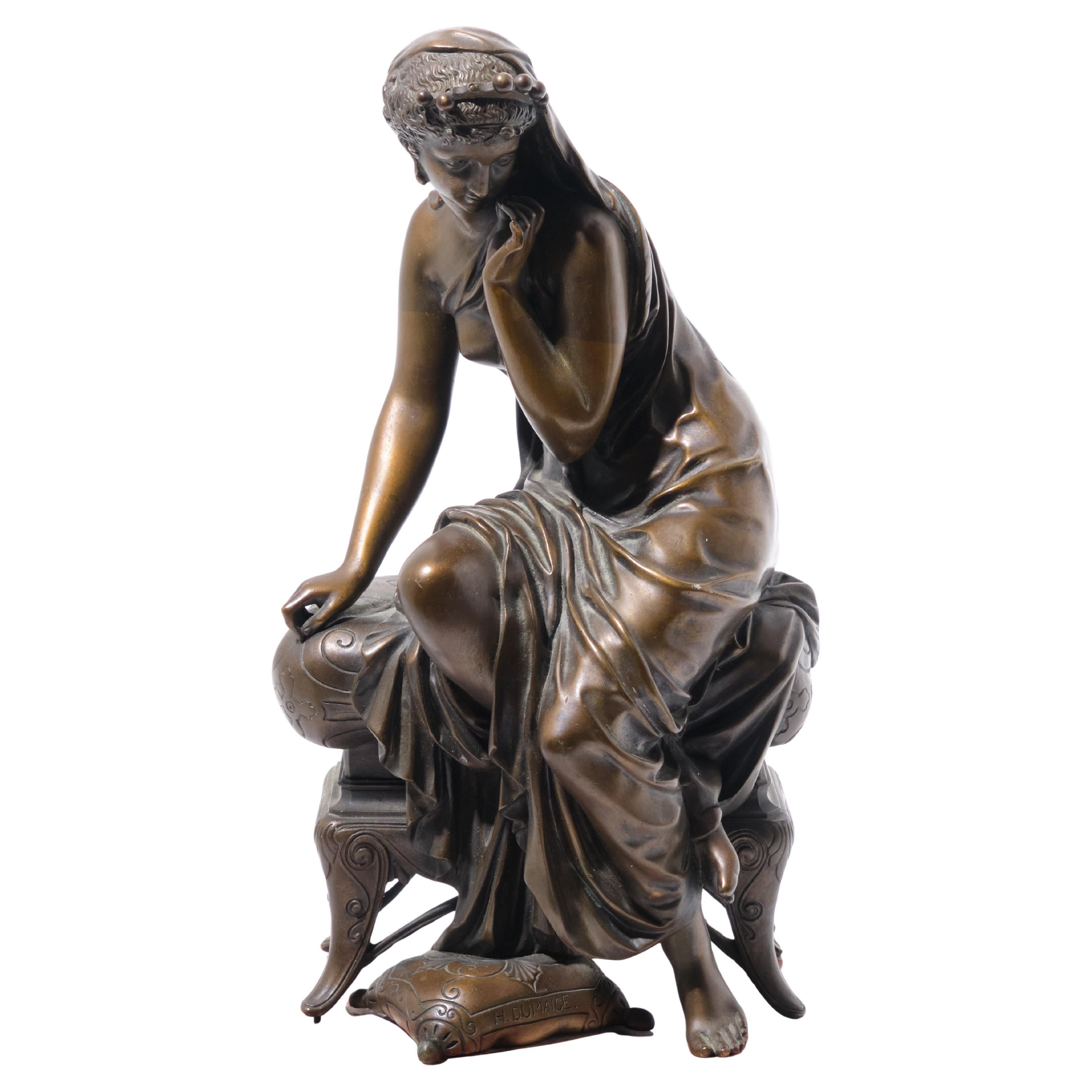 Etienne Henri Dumaige Signed French Classical Renaissance Style Bronze Sculpture