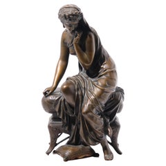 Scultura in bronzo firmata Etienne Henri Dumaige, stile classico rinascimentale francese