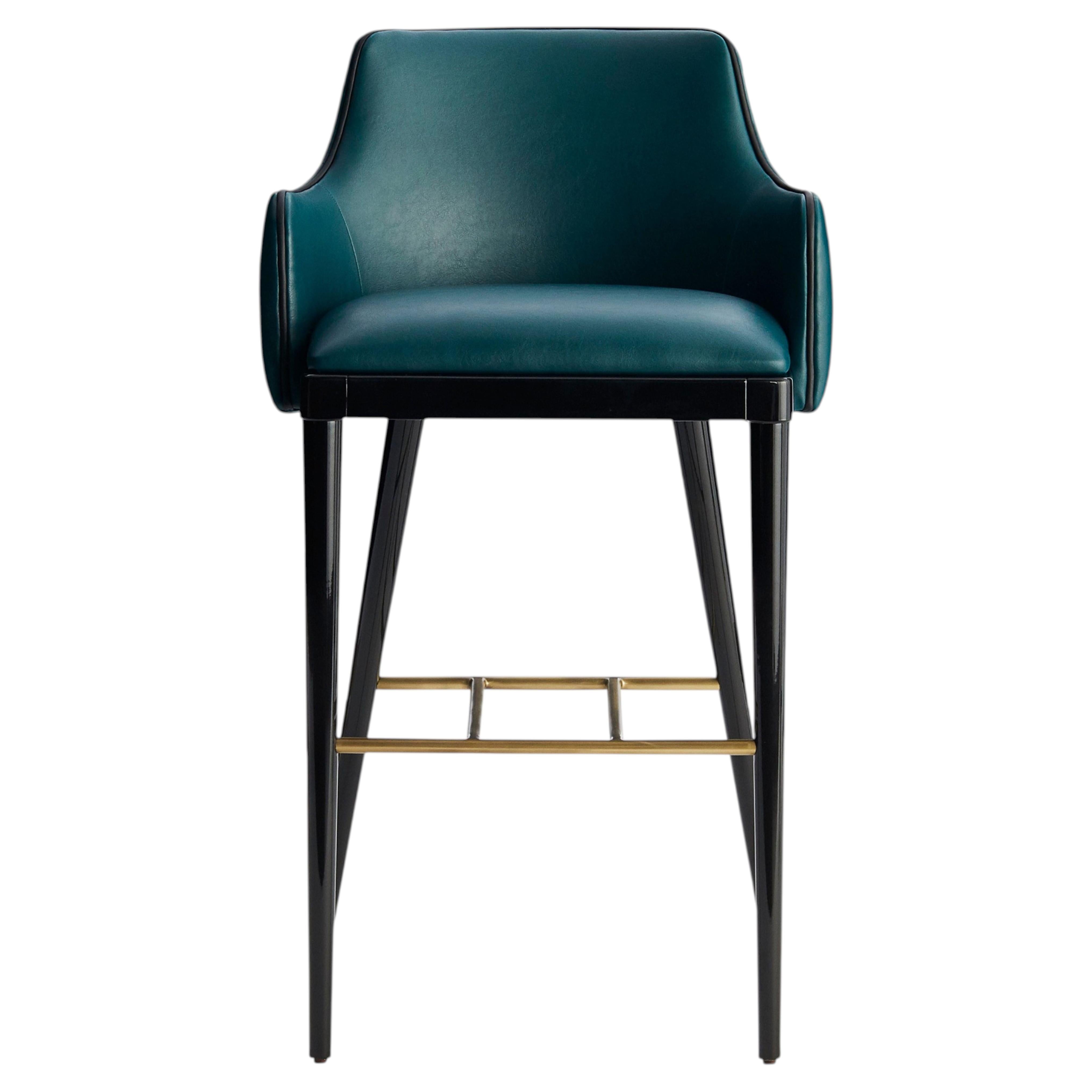 DUMAS Bar Stool: Modern Eco-Leather Design with Brass Feet