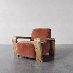 Silla de salón "Dumas" en imitación de mohair canela de Christiane Lemieux