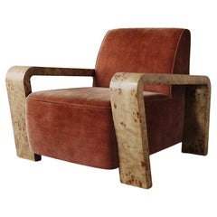 "Dumas" Lounge Chair in Cinnamon Faux Mohair by Christiane Lemieux