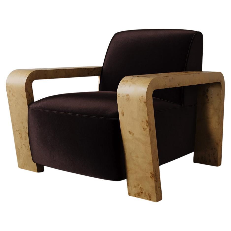 Silla de salón "Dumas" de terciopelo de algodón Java por Christiane Lemieux