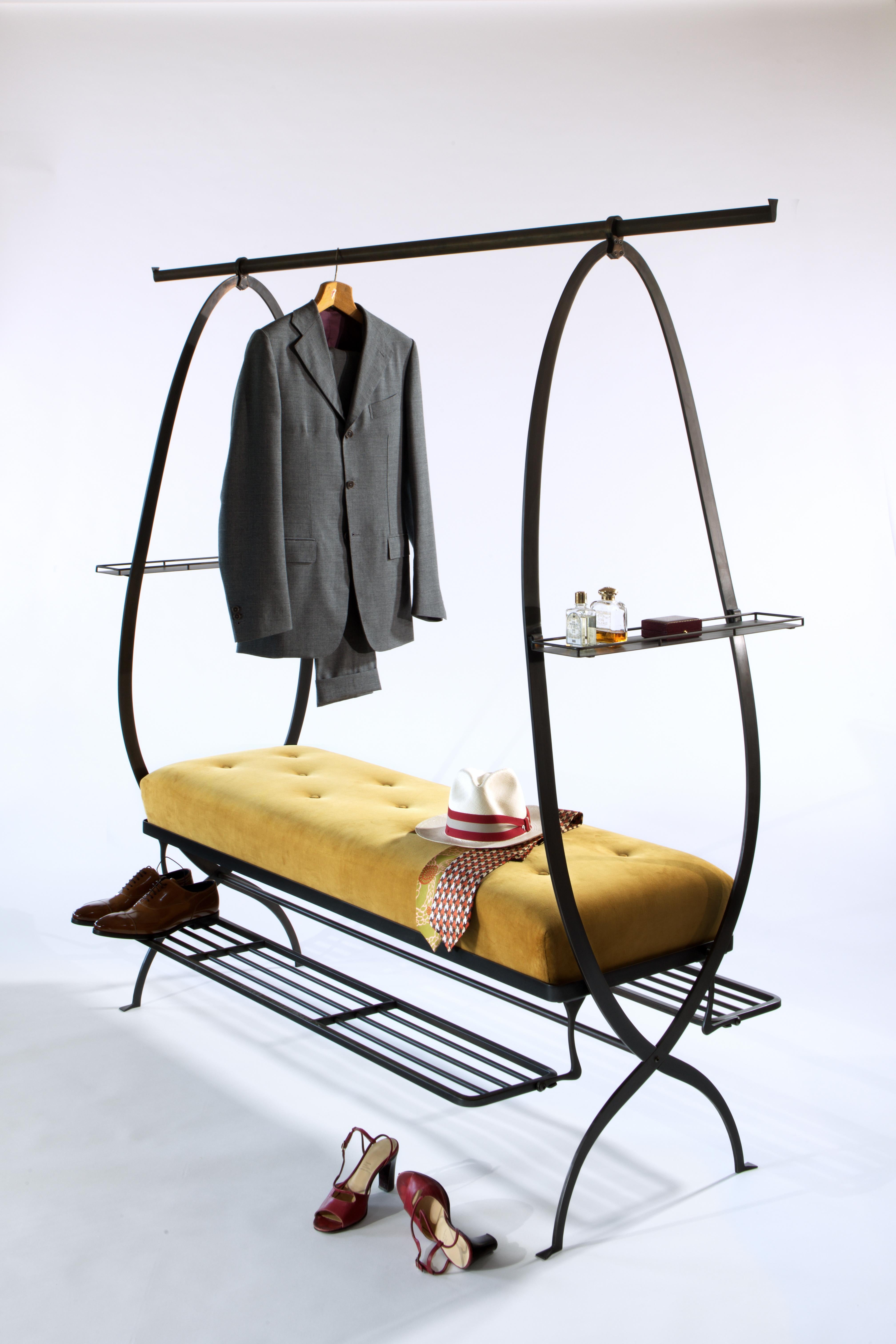 Contemporary 21st Century Bronze-Plated Steel Dressing Bench, the Dumb Valet For Sale