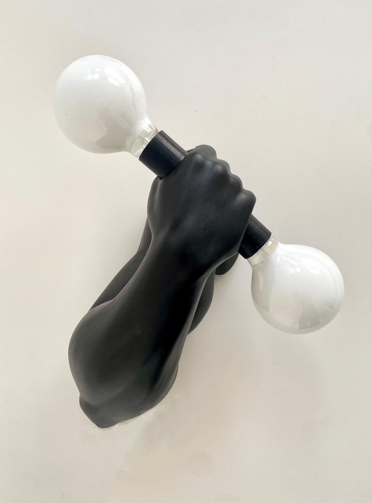 French Dumbbell Wall Light in Ceramic, J.C. Peiré, France, 1980s For Sale