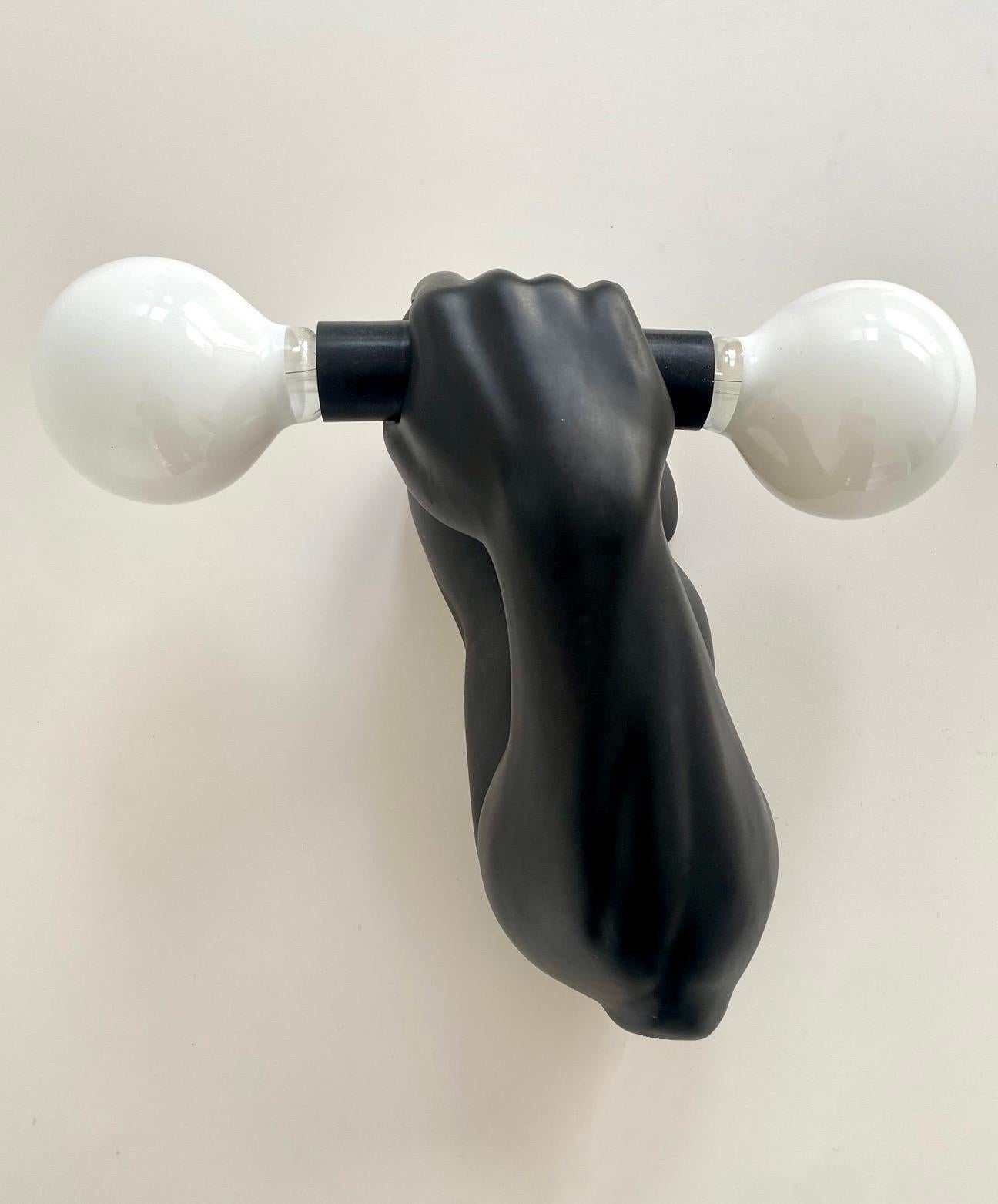 Dumbbell Wall Light in Ceramic, J.C. Peiré, France, 1980s In Good Condition For Sale In PARIS, FR