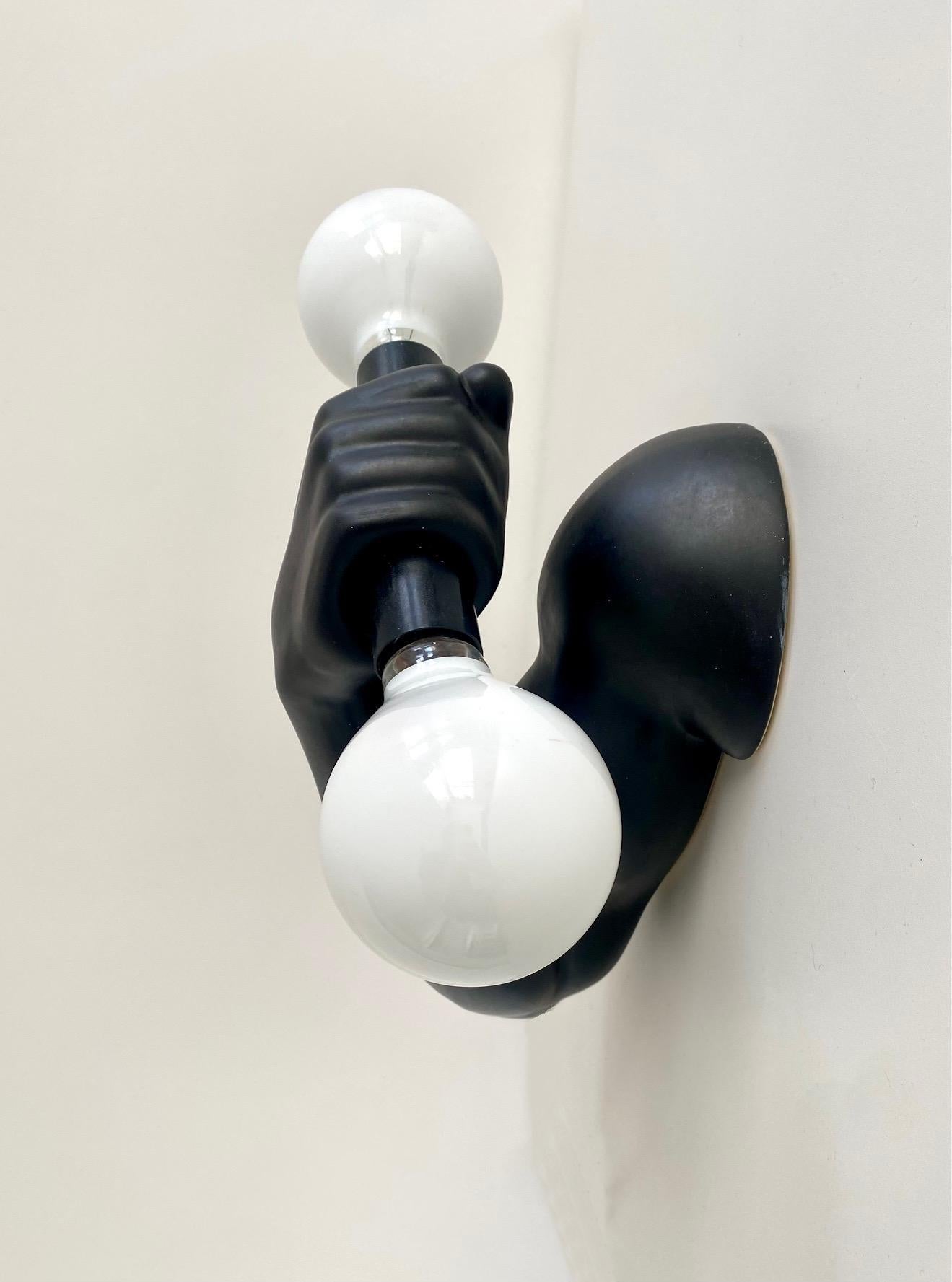 Late 20th Century Dumbbell Wall Light in Ceramic, J.C. Peiré, France, 1980s For Sale