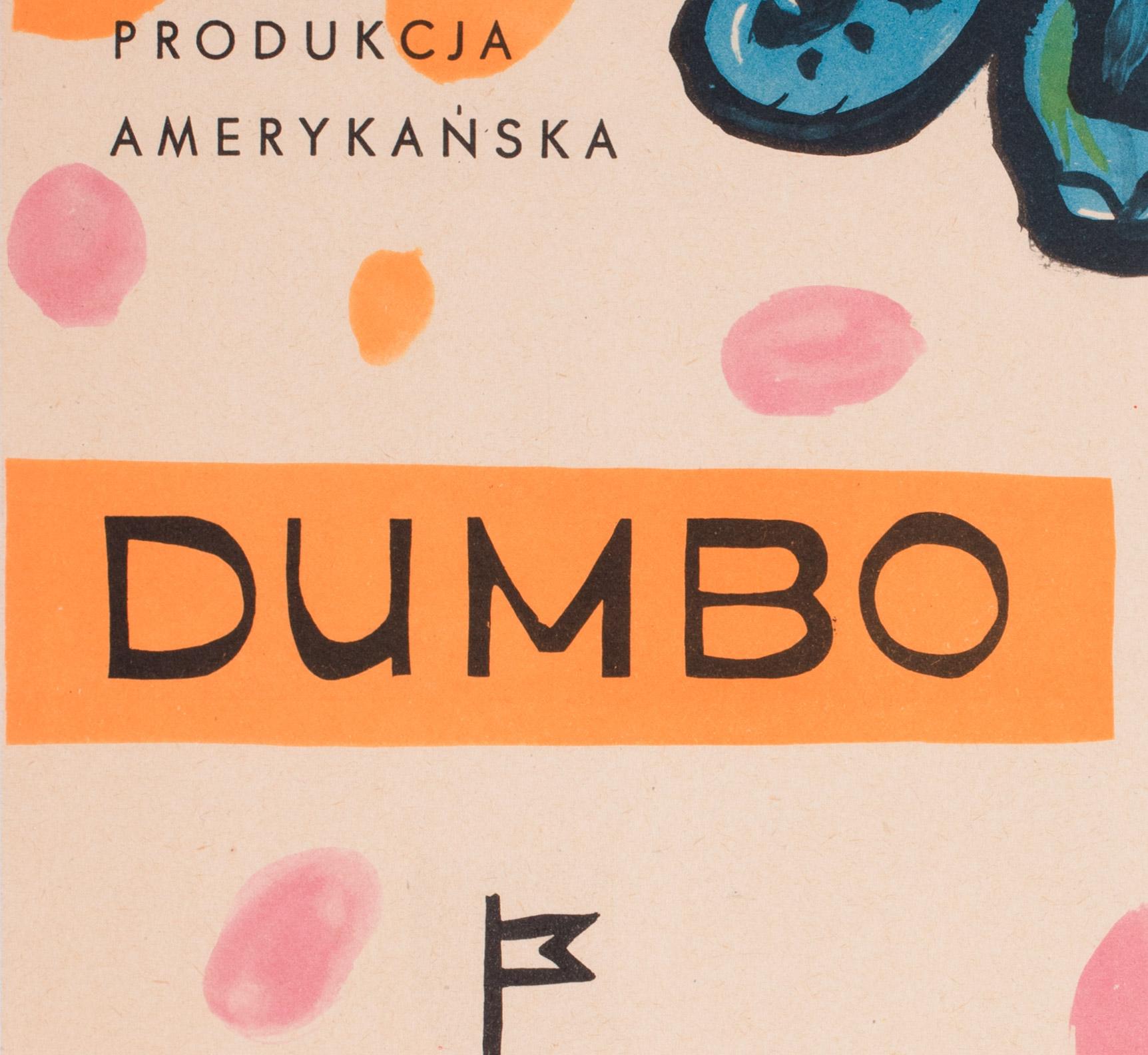 Papier Affiche polonaise du film Dumbo, Anna Huskowska, 1961 en vente