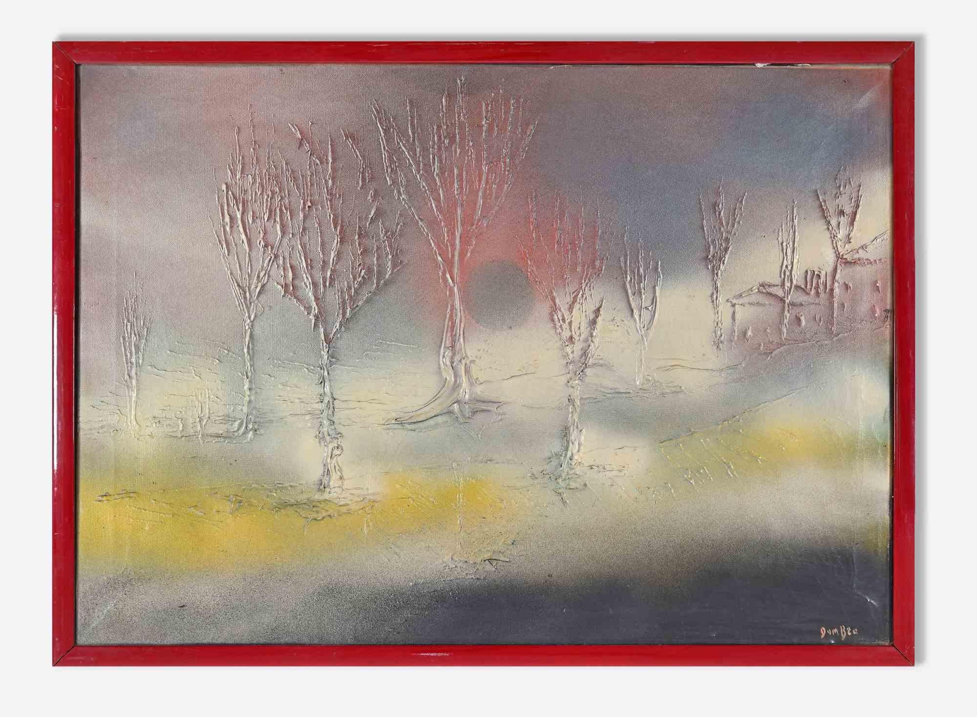 Winterlandschaft – Gemälde von Dumbra – Ende des 20. Jahrhunderts