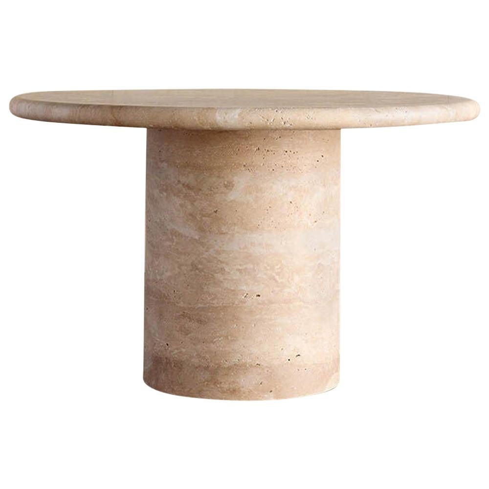 Kelly Wearstler Dume Pedestal Carved Travertine Round Table