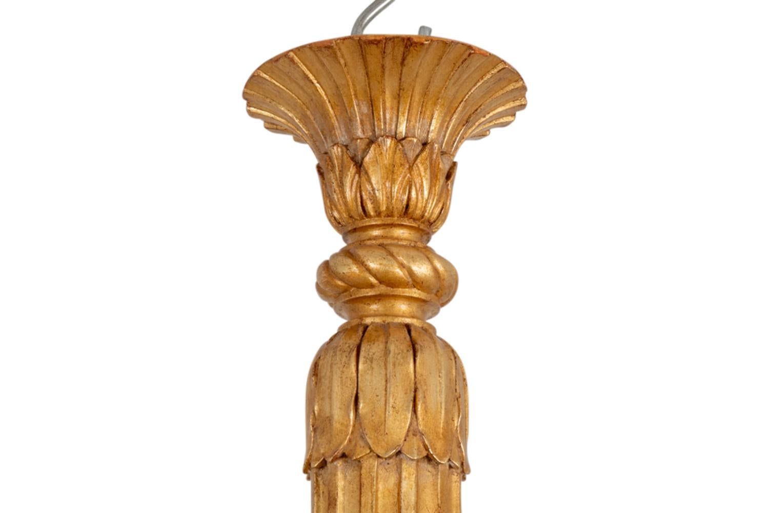 Dumez, Louis XVI style chandelier in carved and gilded wood. 1950s. In Good Condition For Sale In Saint-Ouen, FR
