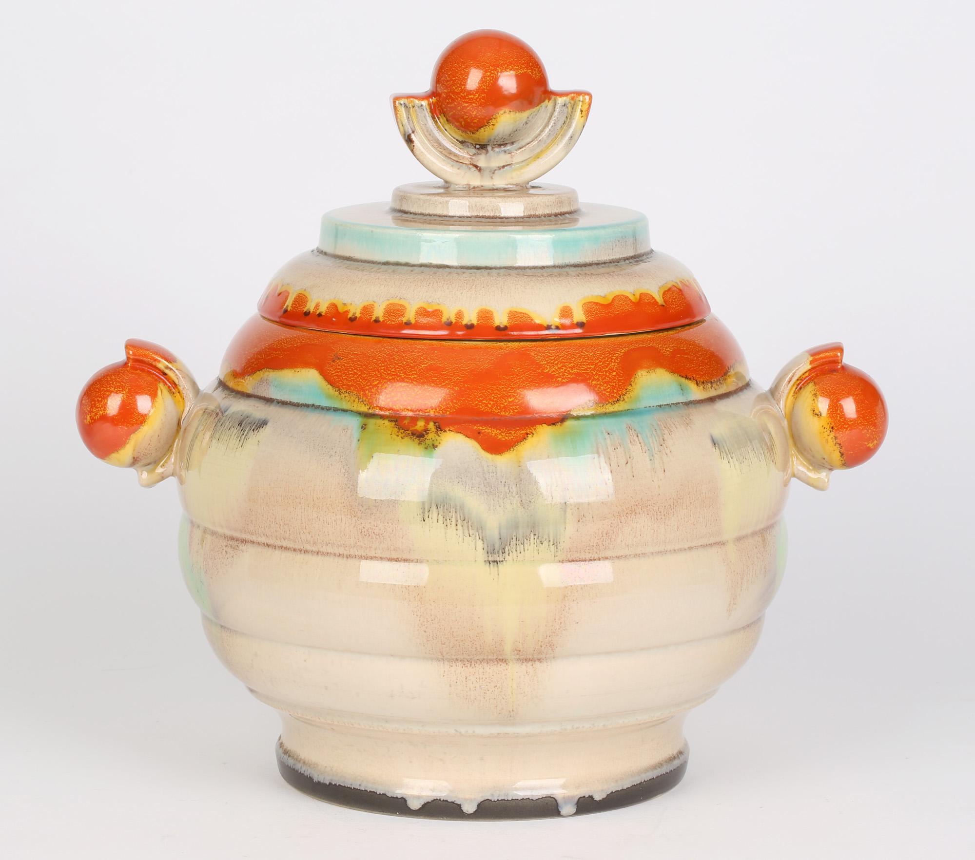 Dumler & Breiden Attributed German Art Deco Pottery Lidded Punch Pot For Sale 5