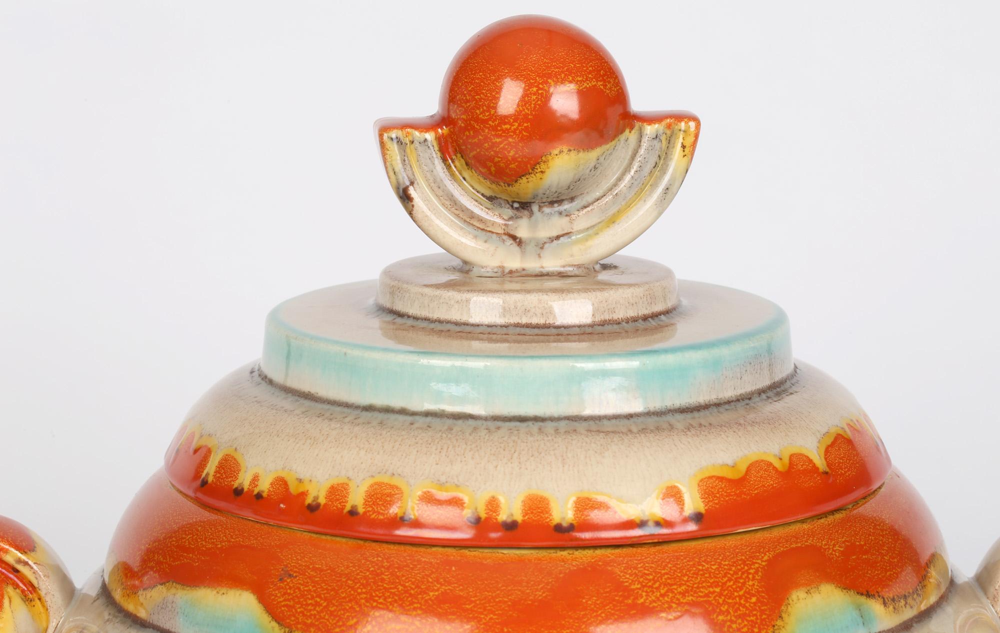 Dumler & Breiden Attributed German Art Deco Pottery Lidded Punch Pot For Sale 6