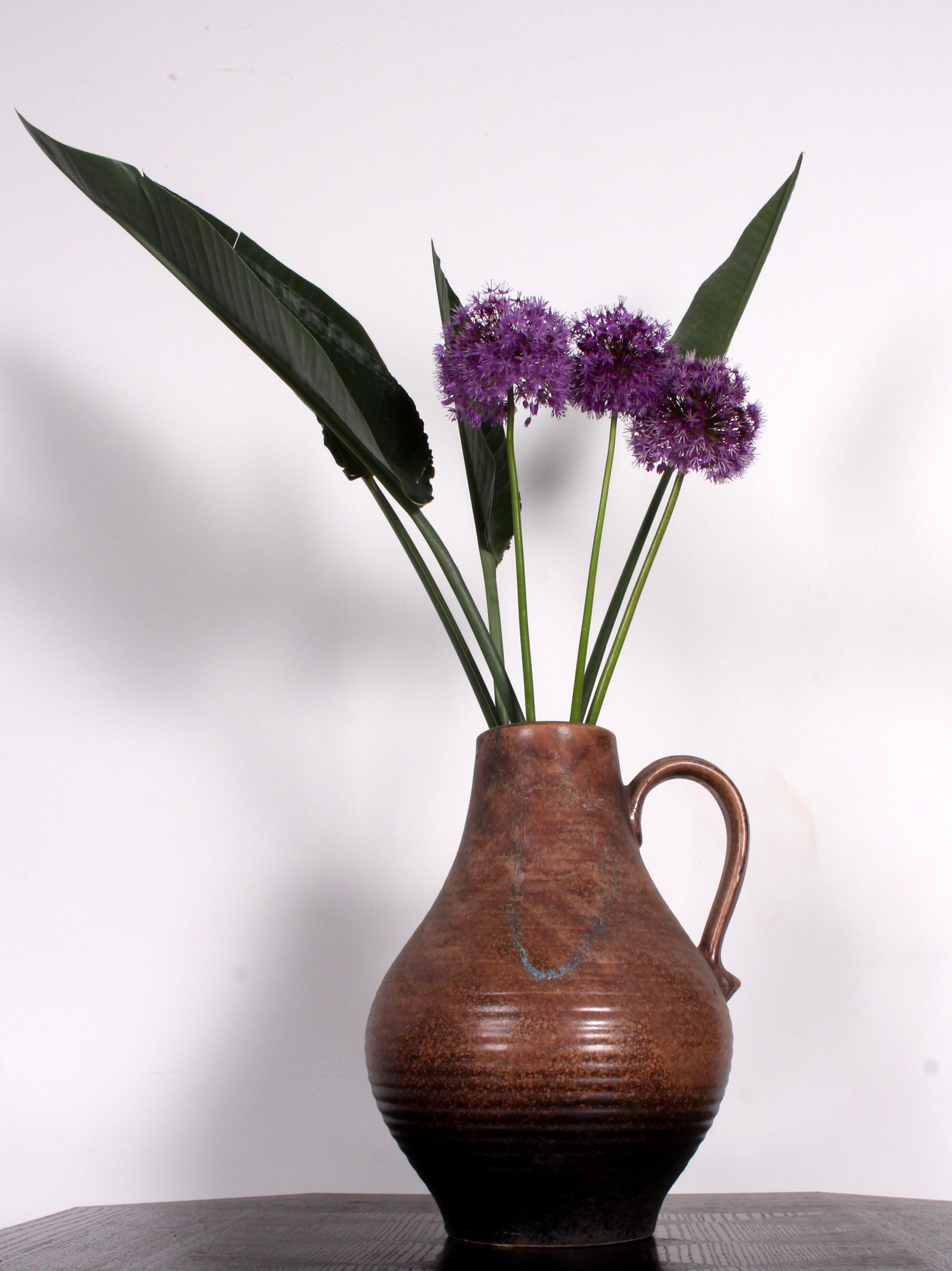Dümler und Breiden German Floor handle Vase 70s huge (40cms) clouded overglaze For Sale 3