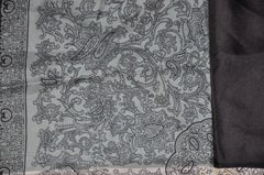 Dumont Black Border with Ivory, Gray & Steel Blue Palsey Silk Handkerchief