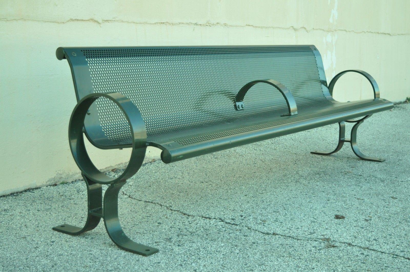 Dumor 59 Series Steel Green Park Outdoor Bench Perforated Seat 101